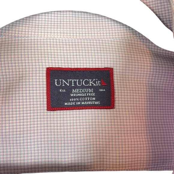 UNTUCKit Stonington Wrinkle-Free Check Shirt Medium 100% Cotton Mauritius - Picture 4 of 6